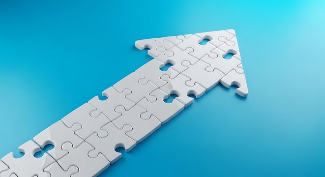 Jigsaw Puzzle Arrow Represents Growth.