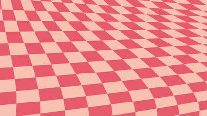 Retro pink and cream checkerboard pattern with a subtle warp effect creating depth and movement