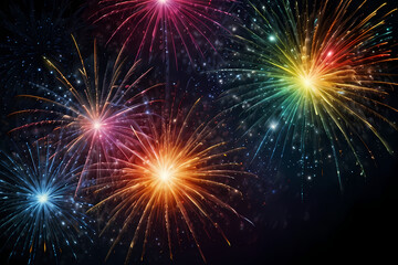 Fototapeta premium Abstract blend effect background featuring colorful fireworks bursting in the night sky for New Year celebration