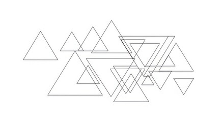 Abstract geometric pattern featuring overlapping translucent white triangles and thin gray lines on a white canvas for modern design backgrounds