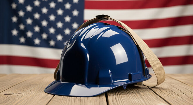 Blue hard hat american flag background patriotic labor day image