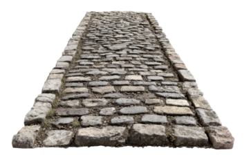 Isolated Roman Cobblestone Road Segment on Transparent Background