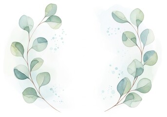 Obraz premium Watercolor eucalyptus branches with decorative elements for design