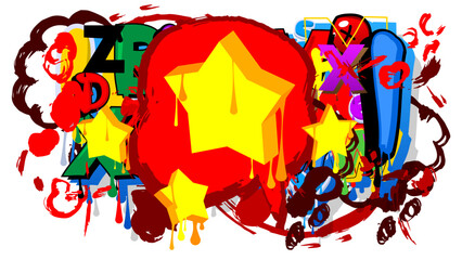 Star graffiti. Abstract modern street art decoration performed in urban painting style.