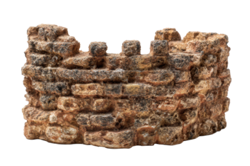 Isolated Ancient Stone Wall Section on Transparent Background