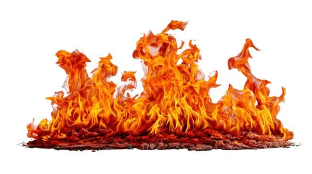 Burning Flames: A captivating shot of vibrant, orange flames, symbolizing energy, destruction, and transformation. Capture the fierce dance of fire in its purest form. 