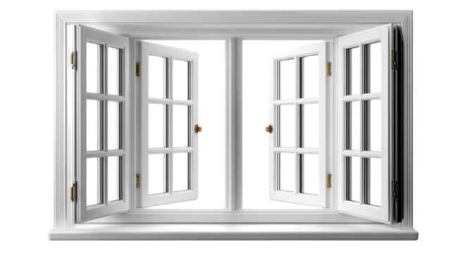 Open Window to Tranquility: An inviting window frame, painted a pristine hue, throws open its doors to invite the fresh air and natural light.