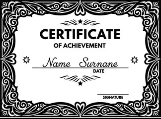 Ornate Certificate of Achievement Frame Design