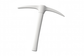 3d rendering featuring a white pickaxe designed for mining cryptocurrencies, isolated against a transparent background for clarity