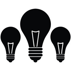 Three black light bulbs idea innovation