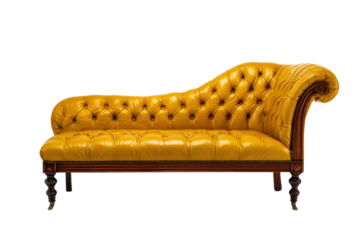 Yellow Tufted Chaise Sofa on Transparent Background