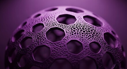 Purple Geometric Sphere with Hexagonal Pattern.