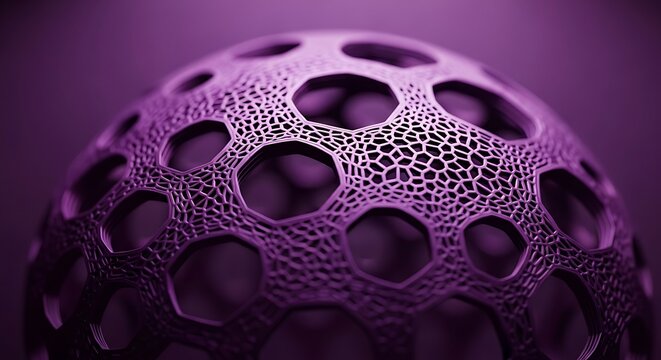 Purple Geometric Sphere with Hexagonal Pattern.