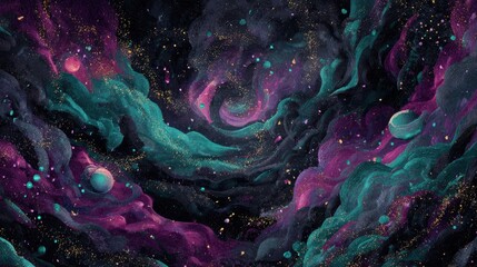 Abstract Colorful Pixel Art Galaxy