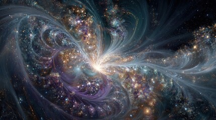 Abstract Spiral Galaxy With Colorful Nebulae