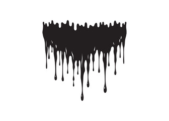 Dripping blood silhouette vector illustration with melting liquid borders, spooky horror theme, flowing black ink style for Halloween design.