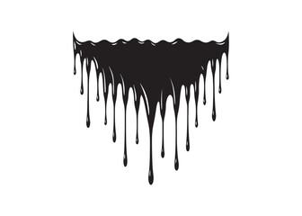 Melting blood drip silhouette stencil design, spooky dripping liquid borders in black horror style for Halloween decoration and graphic art.