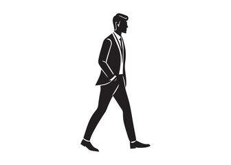 Businessman walking silhouette vector illustration for office, corporate, and professional themes.