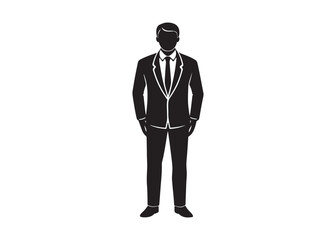 Obraz premium Businessman walking silhouette vector illustration for office, corporate, and professional themes.