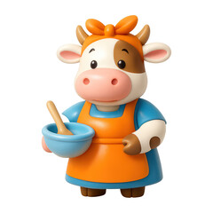 Fototapeta premium PNG Cute cartoon cow chef figurine.