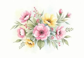 Obraz premium A Beautiful Watercolor Floral Arrangement with Delicate Petals