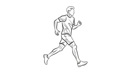 Obraz premium Dynamic sketch of a male runner in motion capturing athletic prowess and fitness through line art style silhouette