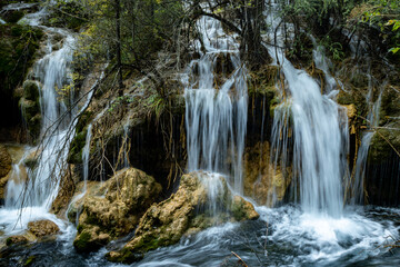 waterfall in the forest,Jiuzhaigou