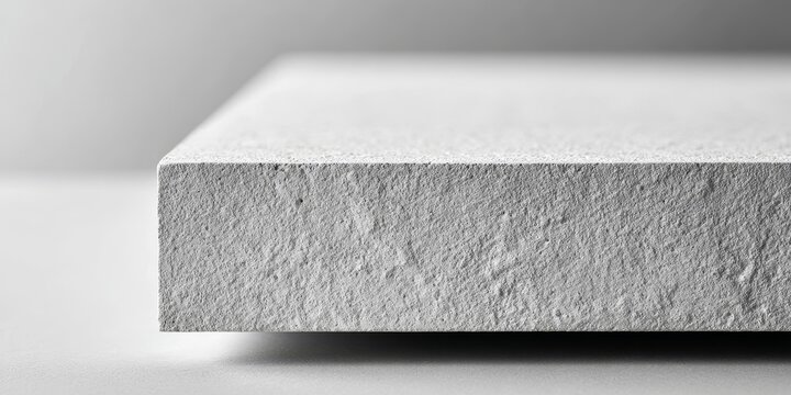 Minimalist white micro-cement cubic countertop top-down close-up with perspective depth, elegant still life, soft shadows, low contrast, clean gradient background, premium Chinese aesthetics