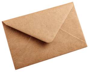 Close-up of a light brown kraft envelope