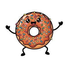 Obraz premium A cute and cheerful illustration featuring anthropomorphic choco donut character with smiling face and expressive eyes