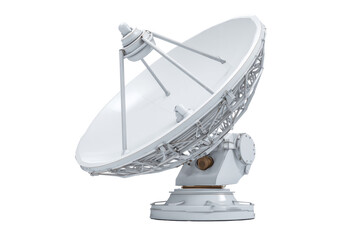 White Satellite Dish Antenna on Transparent Background