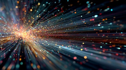 Naklejka premium Dazzling chaotic cinematic background with dynamic flashy special effects, motion blur, vibrant abstract energy, colorful lights and streaks, energetic design for creative projects