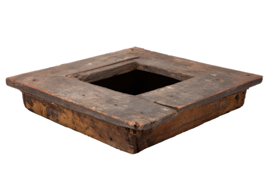 Antique Wooden Saw Pit Frame on Transparent Background