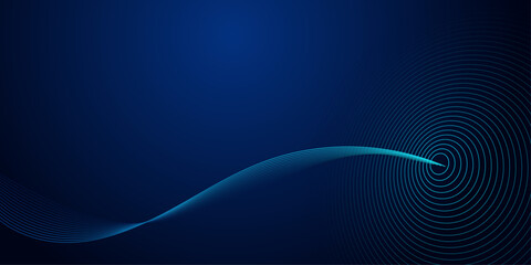Abstract blue wave line pattern on dark blue background. Futuristic technology concept. 