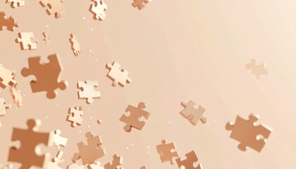 3D puzzle pieces interlocking in mid-air