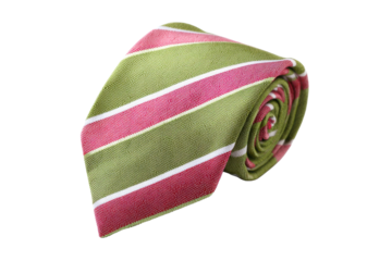 Green and Pink Striped School Necktie on Transparent Background