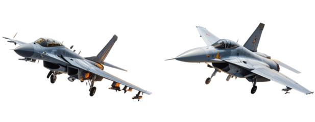 Grey Fighter Jet in Flight Side View Dramatic Lighting Intense Orange and Yellow Flames from Engines Smoke Trails A I G E N E R A T E D - P N G isolated on a transparent background