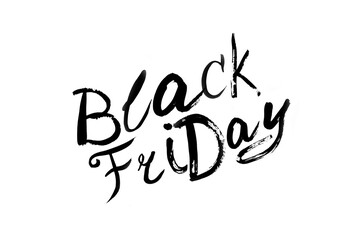 Black friday, paintbrush text. Discount promotion. Words on transparent background. Shopping concept.