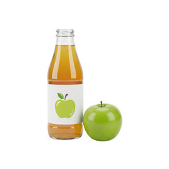 Refreshing green apple juice in a clear bottle with a whole apple beside it, perfect for healthy lifestyle brands
