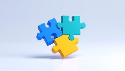 Obraz premium 3D puzzle icon symbolizing business collaboration