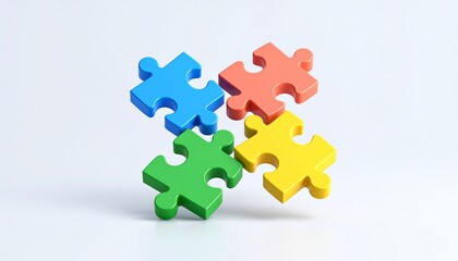 Fototapeta premium 3D puzzle icon symbolizing business collaboration