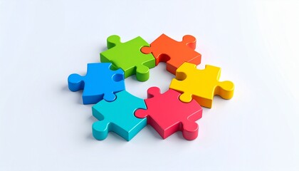 Obraz premium 3D puzzle icon symbolizing business collaboration