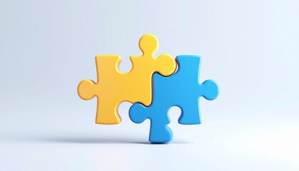 Obraz premium 3D puzzle icon symbolizing business collaboration