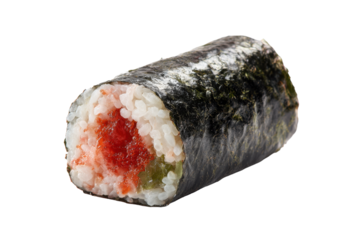 Seattle Roll Uramaki Sushi Single Piece on Transparent Background