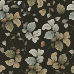 enchanted leave watercolor seamless pattern for background