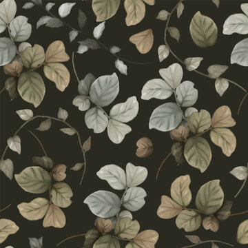 enchanted leave watercolor seamless pattern for background