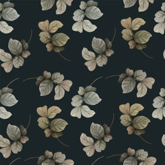 enchanted leave watercolor seamless pattern for background