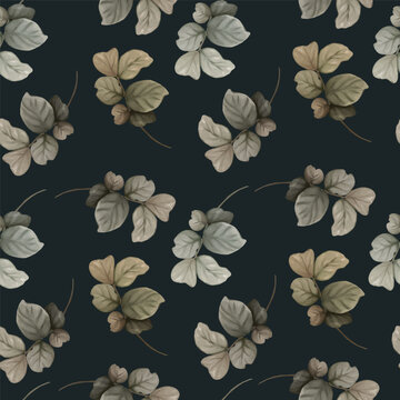 enchanted leave watercolor seamless pattern for background