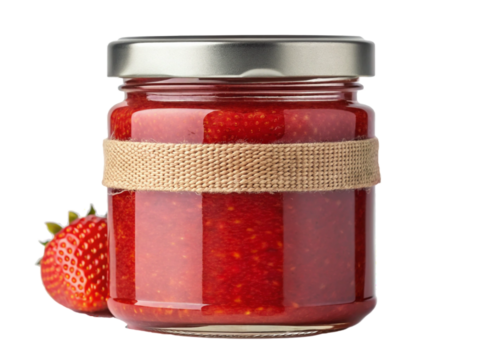 Natural Strawberry Jam in Jar for Sweet Spread, Fruity Preserve, Delicious Breakfast Treats, Perfect Flavor

