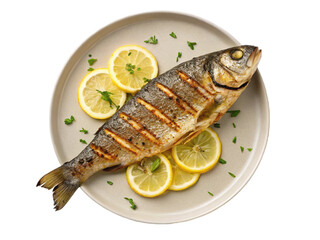 Grilled Fish with Lemon for Healthy Meal, Fresh Seafood Dish, Flavorful Cooking, Perfect Dinner Option

